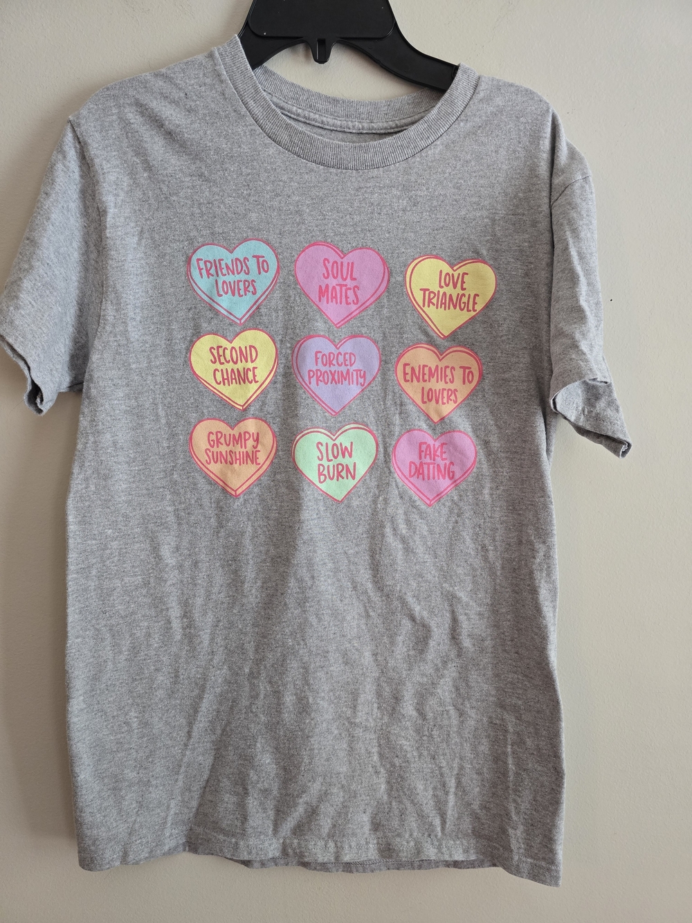 Gray Graphic Romance Novel Heart Tee